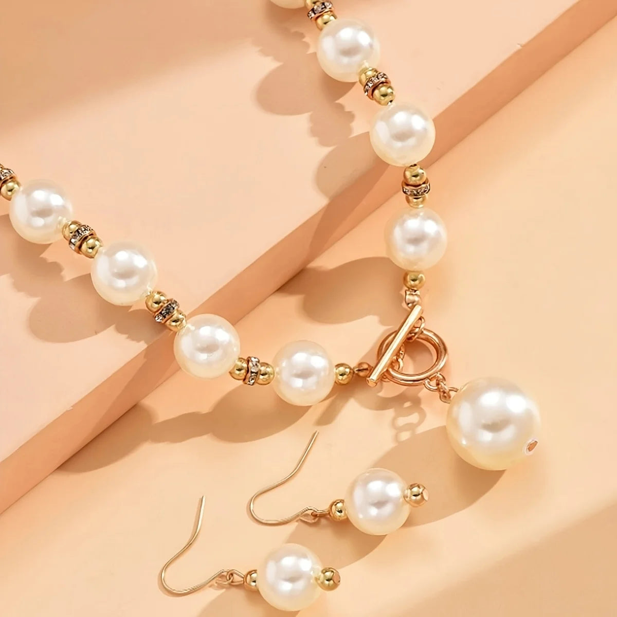 Conjunto Colar, Brinco e Pulseira de Pérolas Naturais