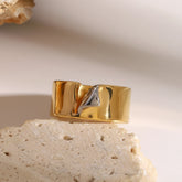 Anel Unissex Banhado a Ouro com Design Irregular