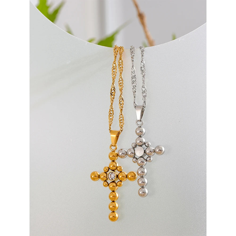 Colar Com Pingente Em Formato De Cruz Banhado a Ouro 18k