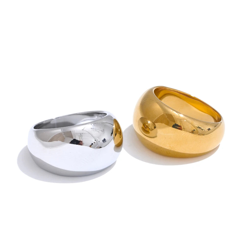 Anel Minimalista de Aço Inoxidável Banhado a Ouro 18K