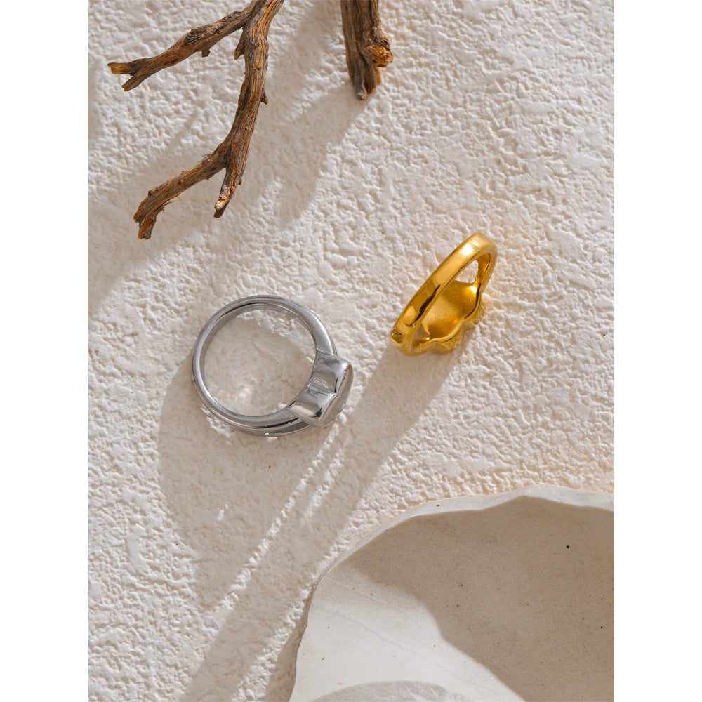 Anel Feminino Coração em Aço Inoxidável 18K
