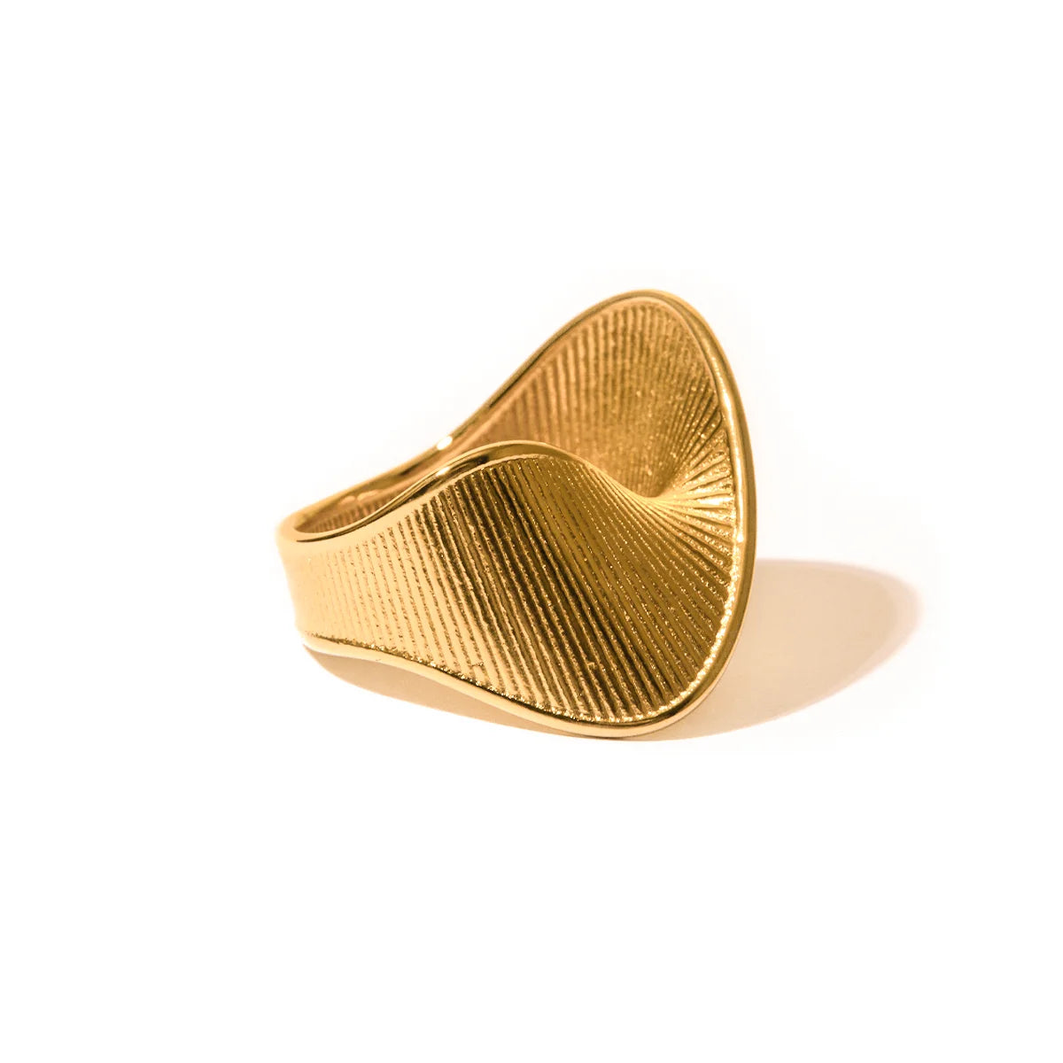Youthway-Anéis geométricos texturizados de aço inoxidável para mulheres, metal texturizado dourado, chapeado 18 K, joias da moda, presente feminino