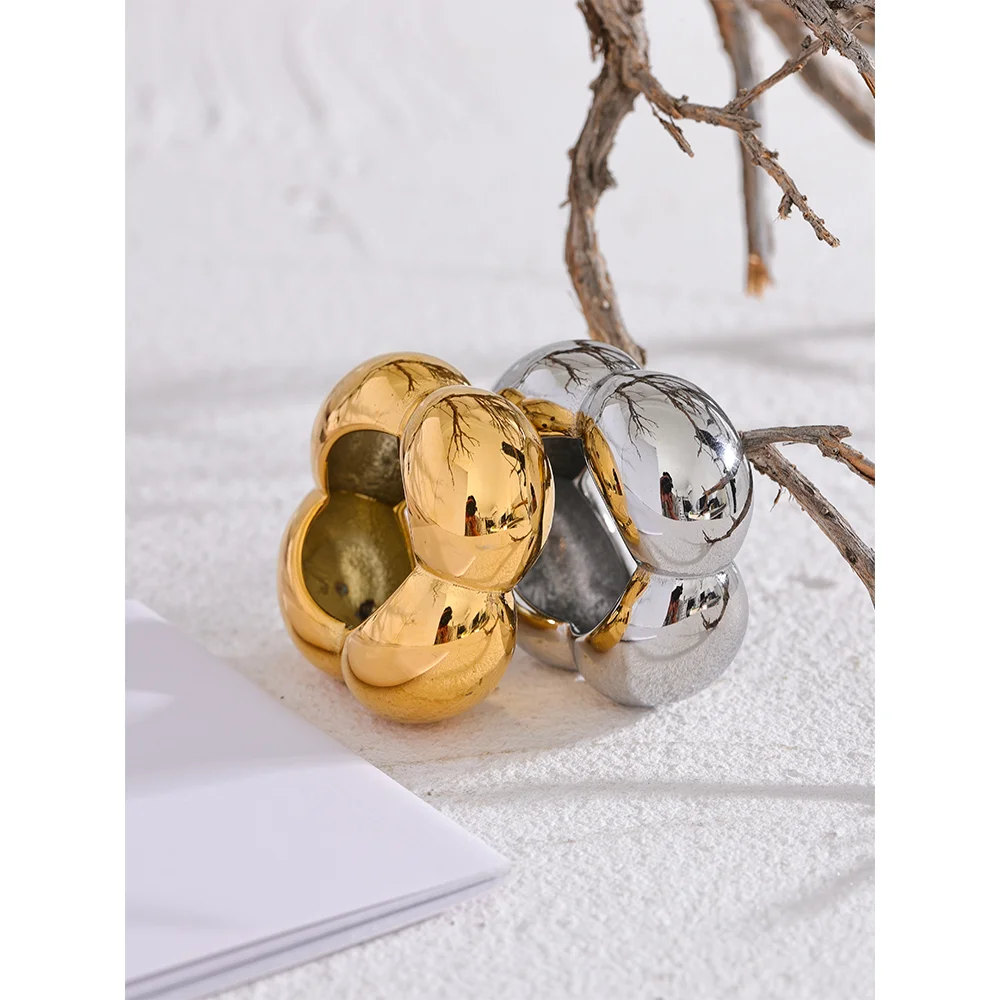 Yhpup 316l flor de aço inoxidável oco grande moda anel de declaração à prova dwaterproof água textura jóias atraente feminino bijoux presente