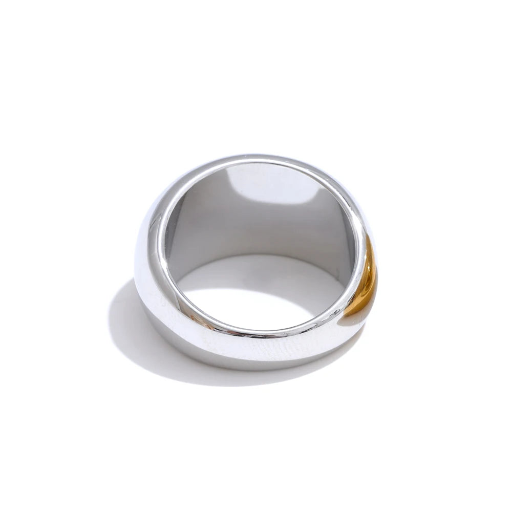 Anel Minimalista de Aço Inoxidável Banhado a Ouro 18K