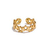 Yhpup alta qualidade ajustável aço inoxidável requintado metal estrela oco aberto anel para mulheres moda diária jóias atacado