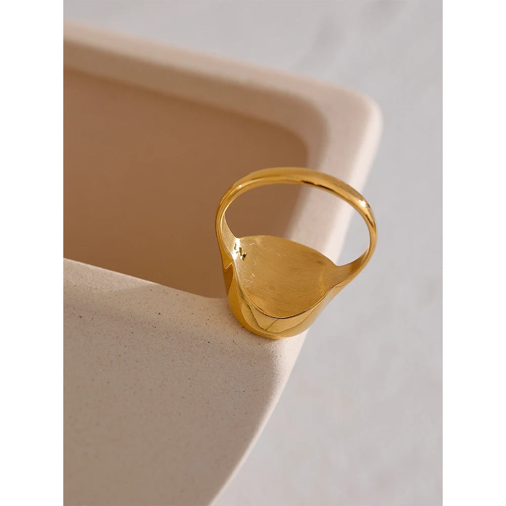 Yhpup-concha do mar anel dourado para mulheres, elenco de aço inoxidável, sem manchas, charme fashion, joias coreanas, luxo, in