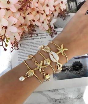 Conjunto de Pulseiras Ouro do Mar