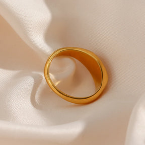E.B. Belle-impermeável em aço inoxidável Oval Face Ring para senhora, zircão pavimentado Star Ring, resistente à água, anéis banhados a ouro 18k, 3A, novo