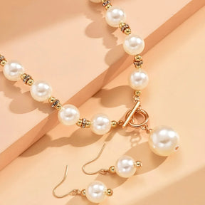 Conjunto Colar, Brinco e Pulseira de Pérolas  Naturais