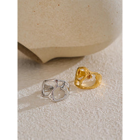 Anel de Símbolos Geométricos Banhado a Ouro 18k