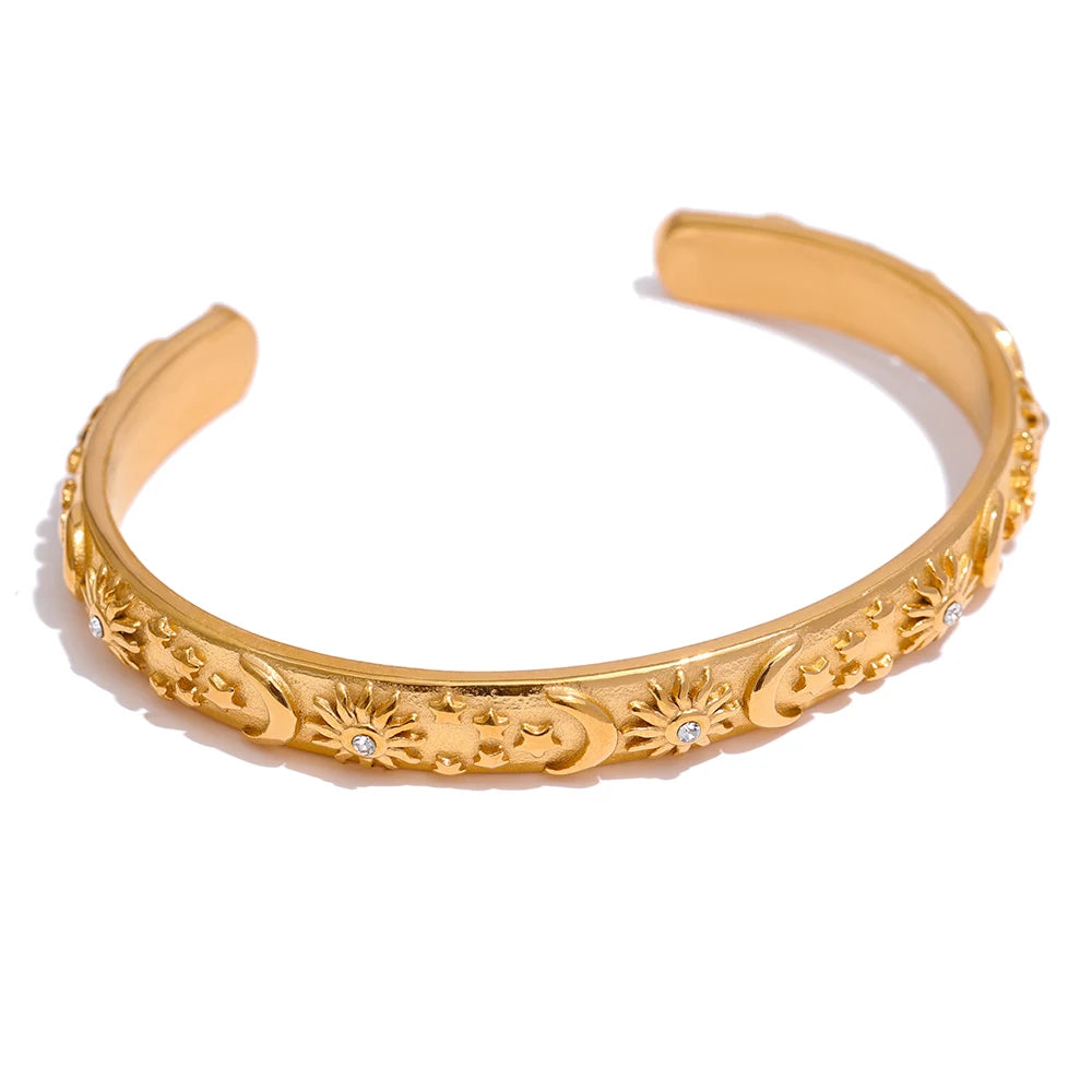 Pulseira Sol e Lua Banhado a Ouro 18k