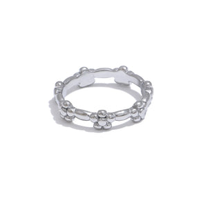 Yhpup anel fino de flor de metal de aço inoxidável à prova d'água resistente a manchas simples chique acessórios de joias de dedo para mulheres
