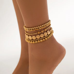 Tornozeleira Conjunto De Luxo Banhado a Ouro 18k