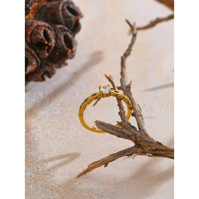 Yhpup-Aço Inoxidável Bling Cubic Zirconia Anel, Fundição De Metal, Ouro Fino, Temperamento, Moda Jóias Acessórios, Alta Qualidade
