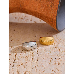 Anel Minimalista de Aço Inoxidável Banhado a Ouro 18K
