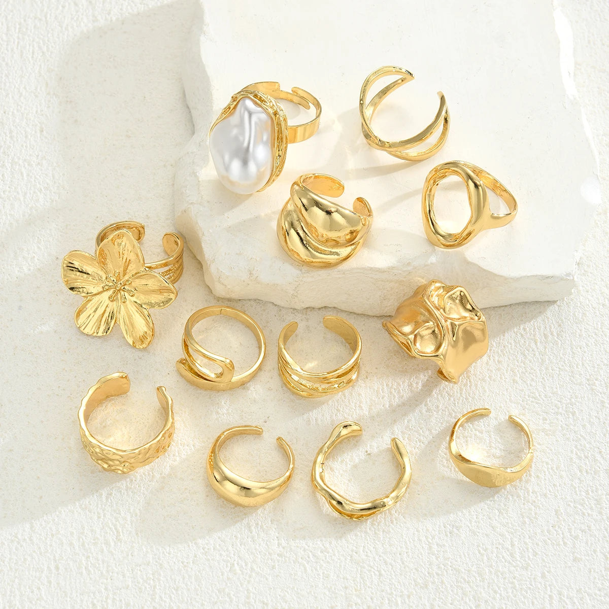 Conjunto de Anéis Jardim Dourado