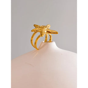 Yhpup-316L Aço inoxidável Starfish Open Ring, ajustável 18K Gold PVD Plated Metal, verão jóias personalizadas para férias