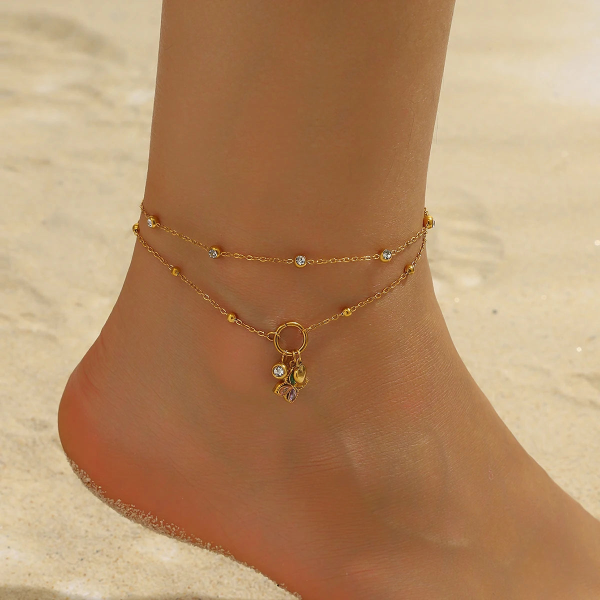 Conjunto de Tornozeleiras Maré de Cristal