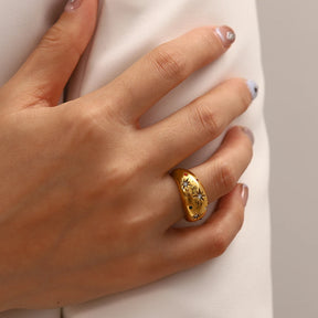 Youthway impermeável 18k cor de ouro geométrico aço inoxidável suave gordinho estrela anel bijoux femme novas jóias