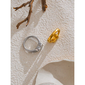 Anel Feminino Coração em Aço Inoxidável 18K