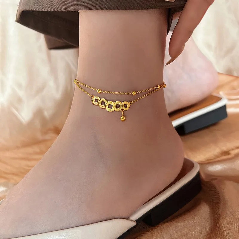 Tornozeleira Elegante Com Pingente de Sino