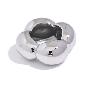 Yhpup 316l flor de aço inoxidável oco grande moda anel de declaração à prova dwaterproof água textura jóias atraente feminino bijoux presente