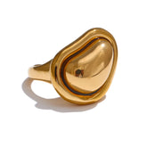 Anel de amor de coração de metal de aço inoxidável Yhpup, joia de moda diária, presente PVD banhado a ouro