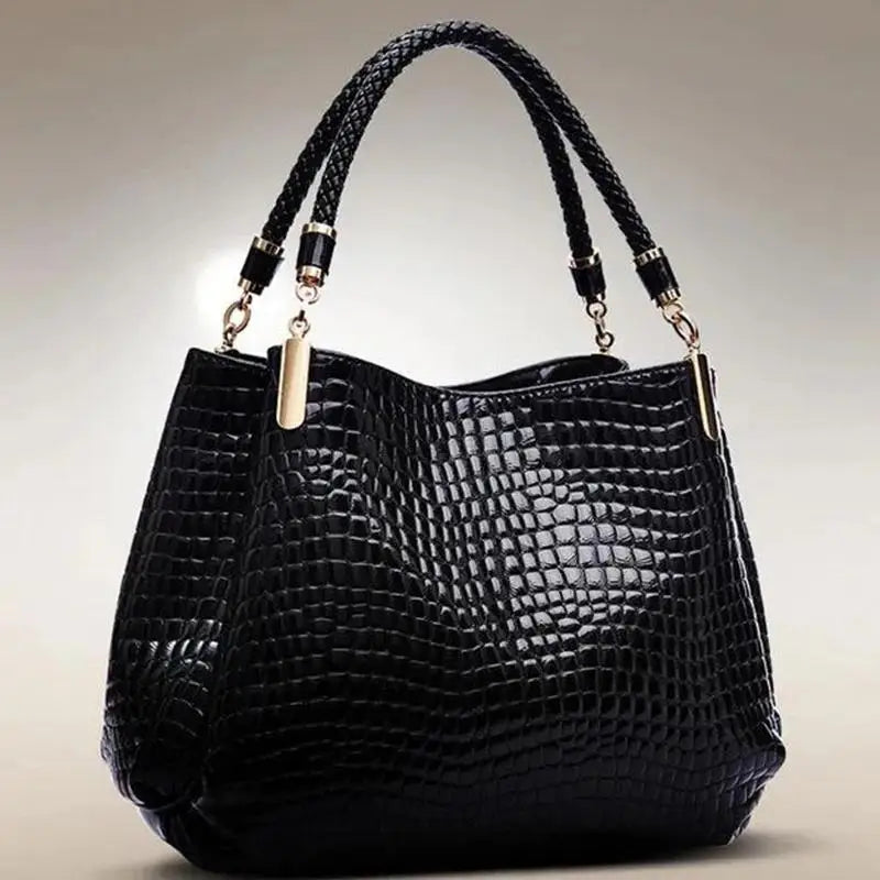 Bolsa Feminina Hobo Croco com Alça Trançada Luxo Fiora