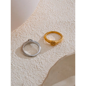 Anel Rosa Banhado a Ouro 18k