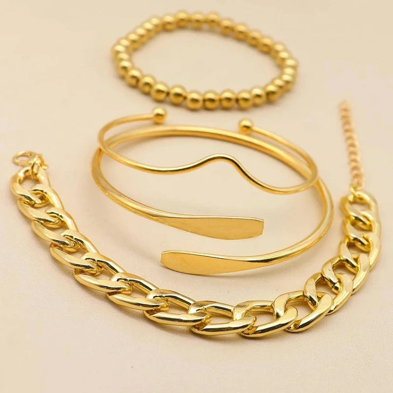 Conjunto de Pulseiras Fluxo Dourado