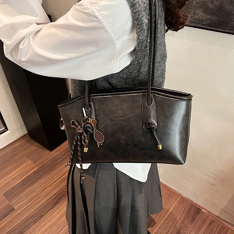 Bolsa Feminina Tote de Ombro Lisa com Cordão Luxo Siena