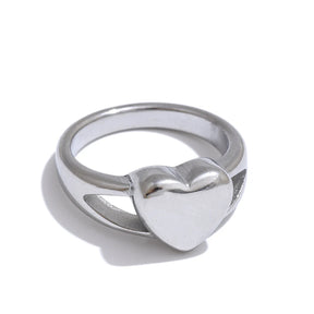 Anel Feminino Coração em Aço Inoxidável 18K