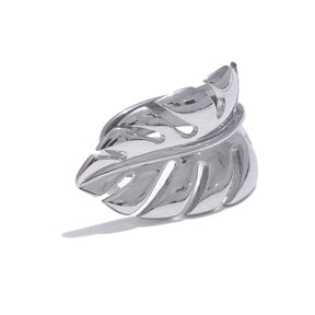 Yhpup-Aço Inoxidável Folhas de Metal Open Ring, Resistente à Água, À Prova de Ferrugem, Individualista, Design Elegante, Joalheria, Presente