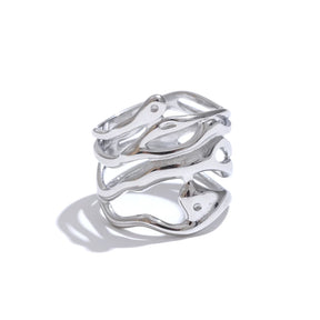 Anel Geométrico Elegante Banhado a Ouro 18K