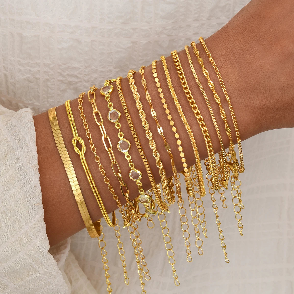 Conjunto de Pulseiras Correntes de Luxo