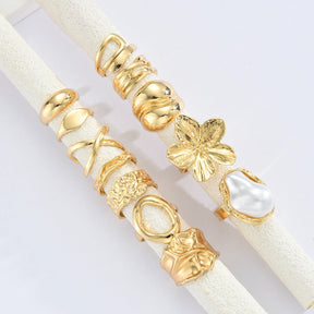 Conjunto de Anéis Jardim Dourado
